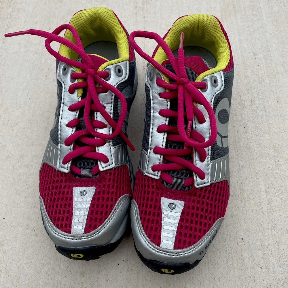Fuchsia- bright yellow Pearl Izumi cycle shoes